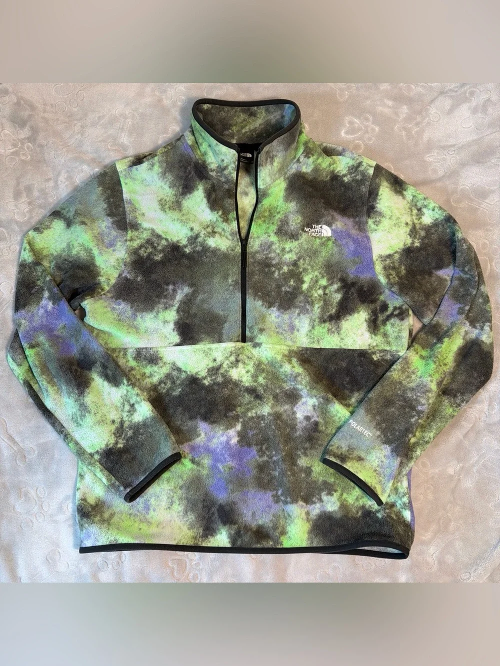The North Face Men’s Half Zip-Up Fleece Polartec Pullover - Green, Black, Purple